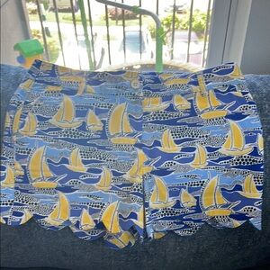 Crown & Ivy Blue and Yellow Shorts Nautical Print